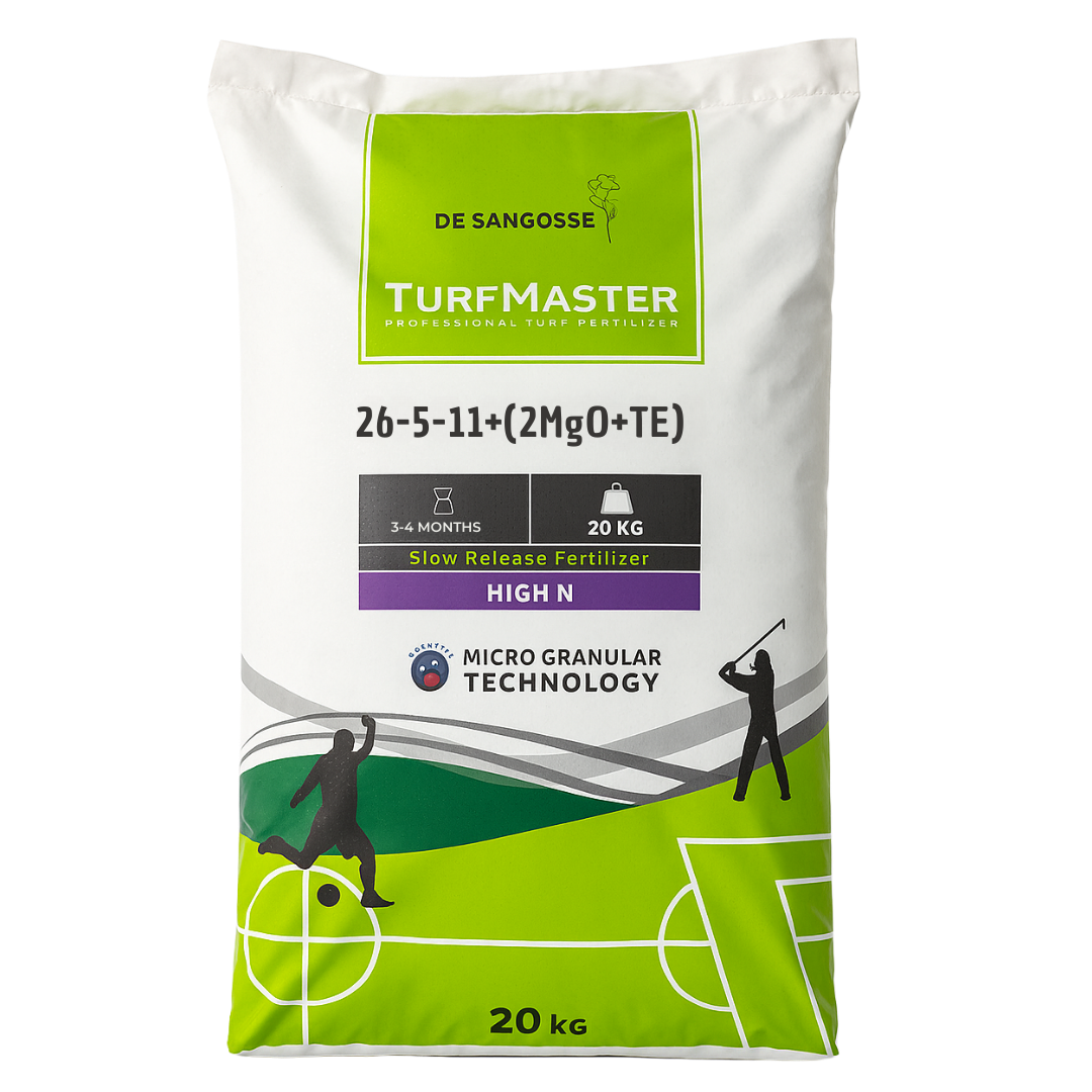 TurfMaster 26-5-11+(2MgO)+TE Yavaş Salınımlı Çim Gübresi 20 Kg - Yüksek Azotlu Spor Alanı Gübresi