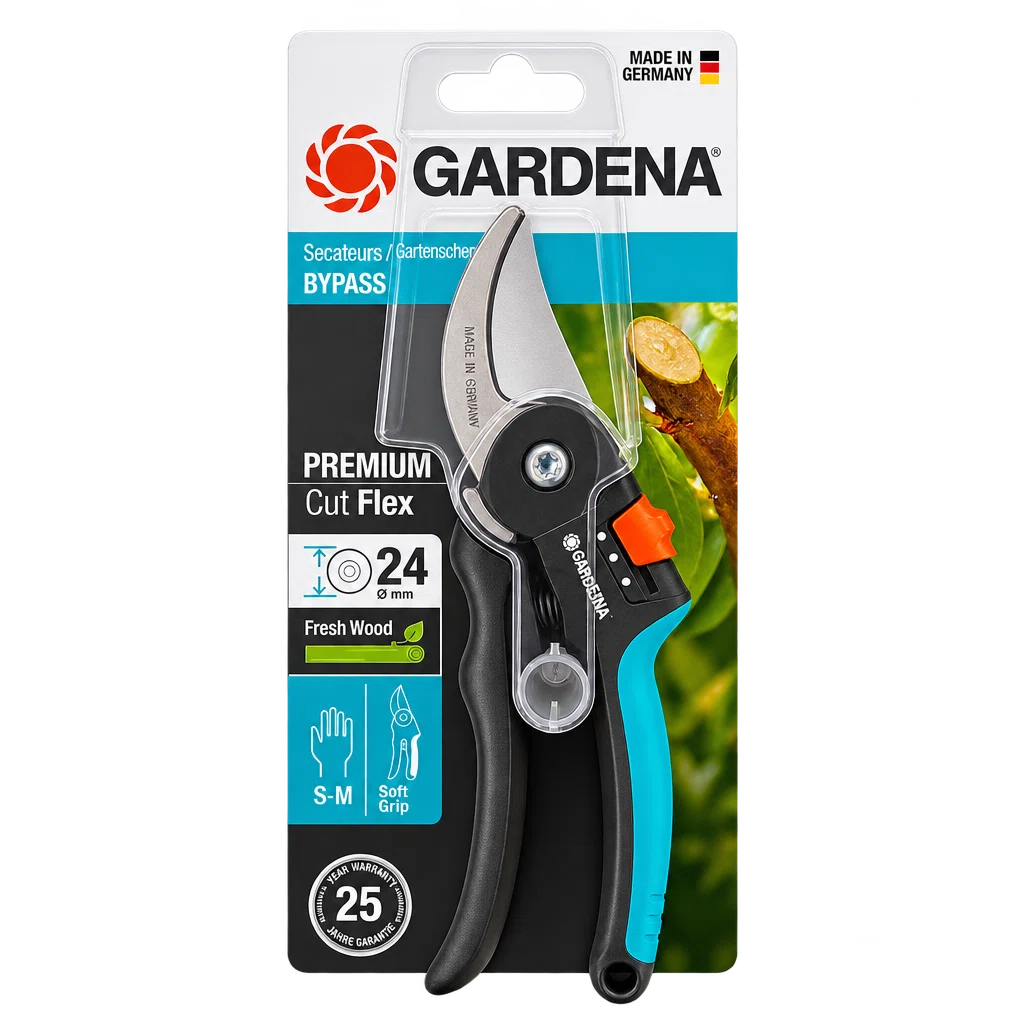 GARDENA PremiumCut Flex bypass budama makası, 24 mm kesim kapasiteli