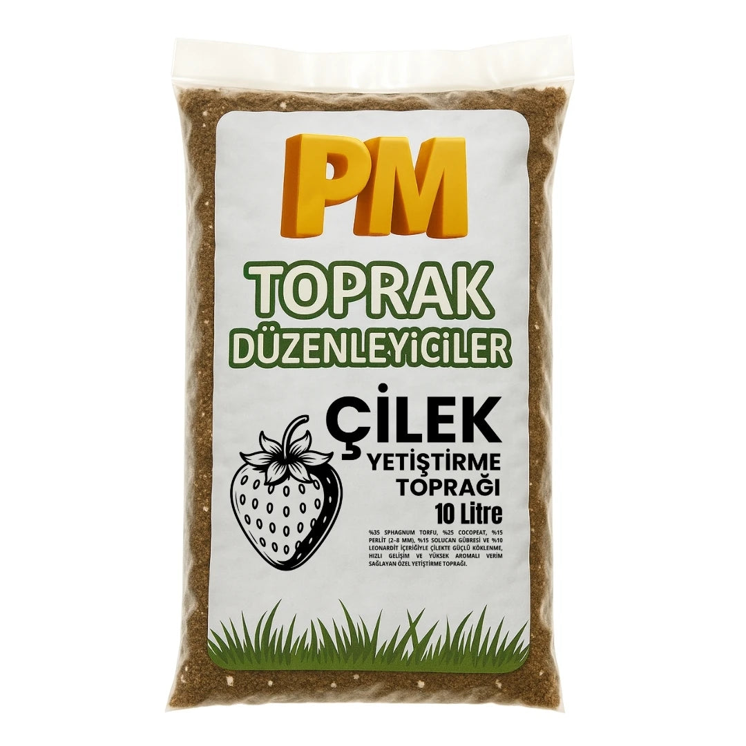 Çilek Yetiştirme Toprağı 10 Litre – Saksı ve Bahçeye Uygun Organik Karışım - paketli toprak karışımı görseli
