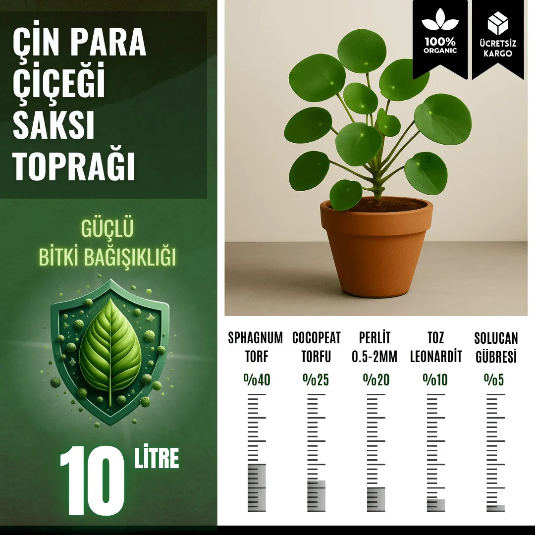 Çin Para Çiçeği (Pilea) Saksı Toprağı – 10 Litre - paketli toprak karışımı görseli