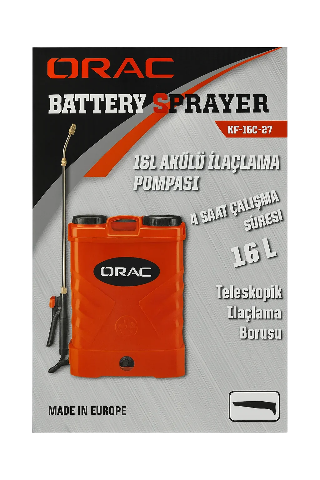 ORAC KF-16C-27 Akülü Sırt İlaçlama Pompası 16 L - ilaçlama ve püskürtme ekipmanı görseli 2