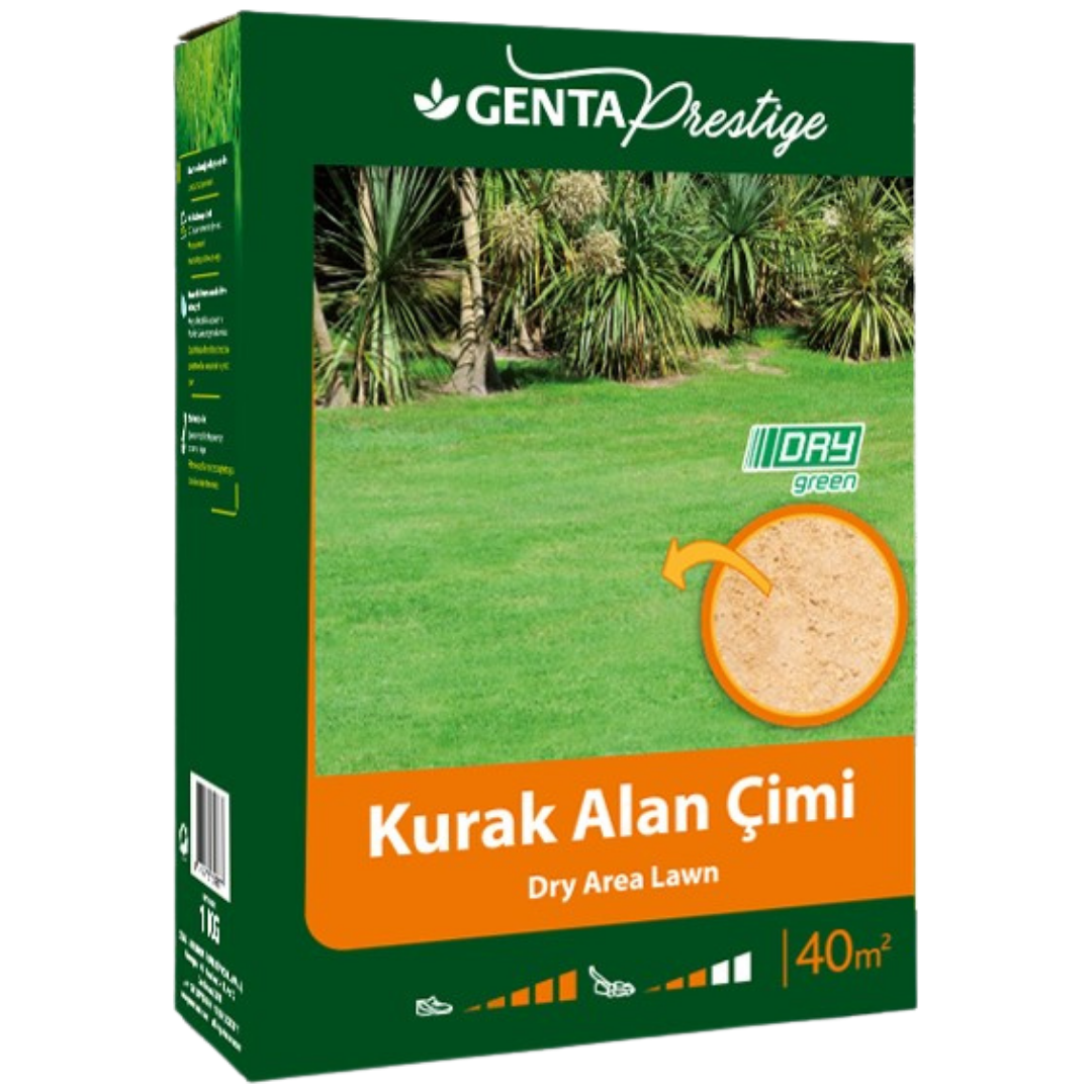 GENTA Prestige Bahçe Çim Tohumu | 40 m² Kurak Alan Çimi | Suya Dayanıklı Çim Tohumu | Düşük Sulama İhtiyacı
