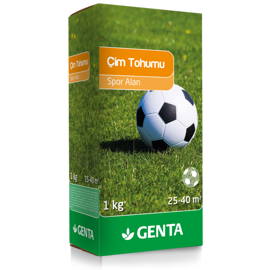 Genta Spor Alan Çim Tohumu 1 Kg | Dayanıklı ve Sık Yapılı Çim | 25-40 m² Alan Kaplama