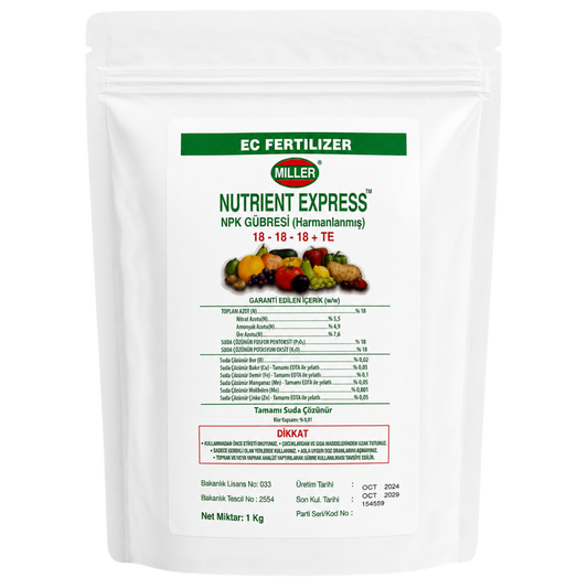 Miller Nutrient Express 18-18-18 + TE 1 kg | Suda Çözünür NPK Gübre