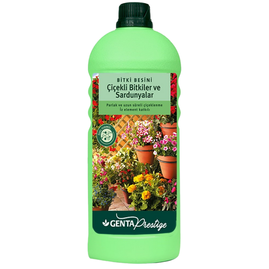 GENTA Prestige Çiçekli Bitkiler ve Sardunyalar Sıvı Bitki Besini 1000 ml – Uzun Süreli Çiçeklenme & İz Element Formül