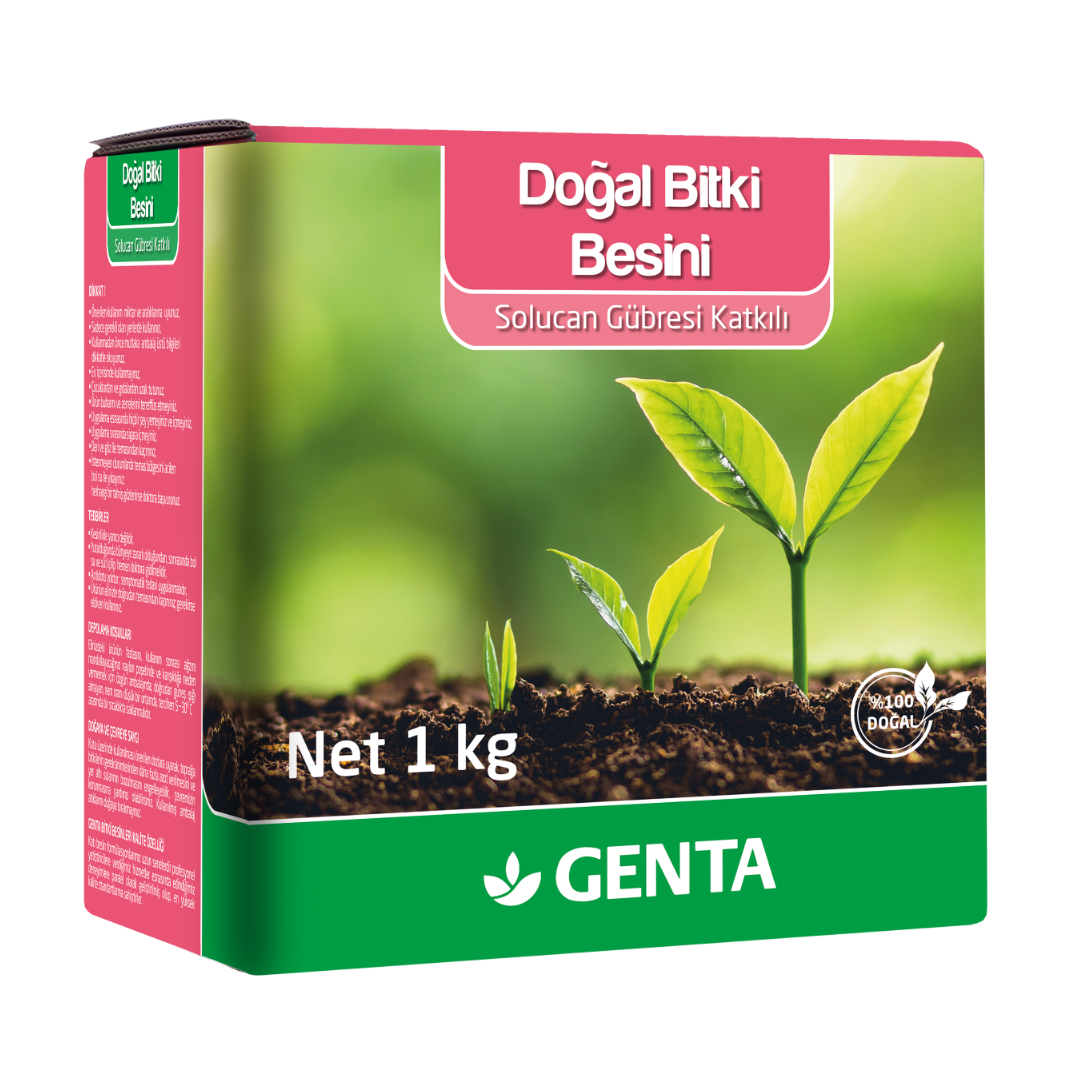 GENTA Katı Bitki Besini 1 Kg | %100 Organik Solucan Gübresi Katkılı Doğal Toprak Gübresi