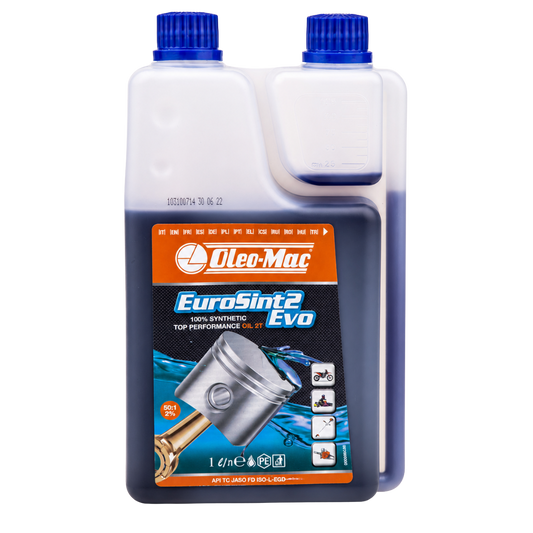 OLEOMAC Eurosint 2 Zamanlı Motor Yağı Ölçekli 1 Lt - ürünün ambalaj ve kullanım görünümü