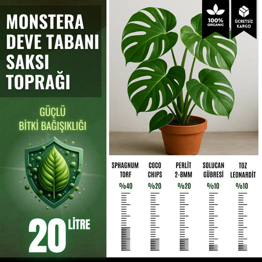 Monstera (Deve Tabanı) Özel Toprak Karışımı – 20 Litre - paketli toprak karışımı görseli