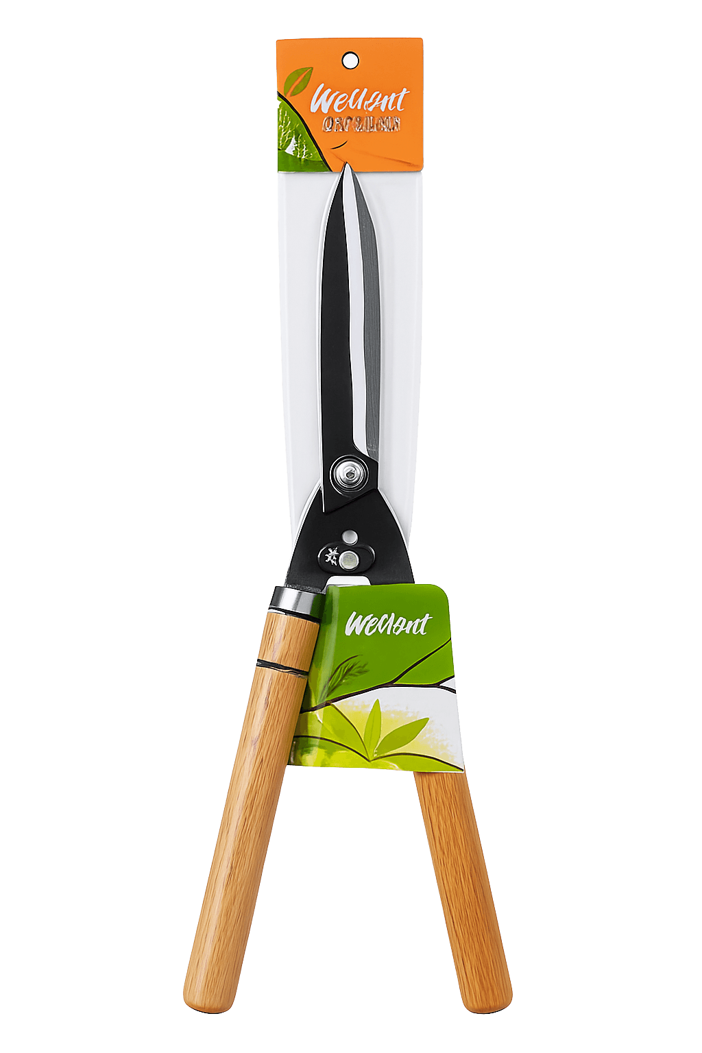 Welkut Ahşap Saplı Çit Budama Makası - Güçlü Kesim Bıçaklı Bahçe Makası