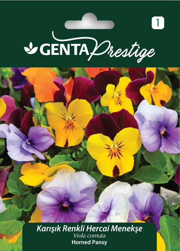 Genta Prestige Karışık Renkli Hercai Menekşe Tohumu – Viola tricolor Mix, Çokrenkli Bahçe & Saksı Çiçeği
