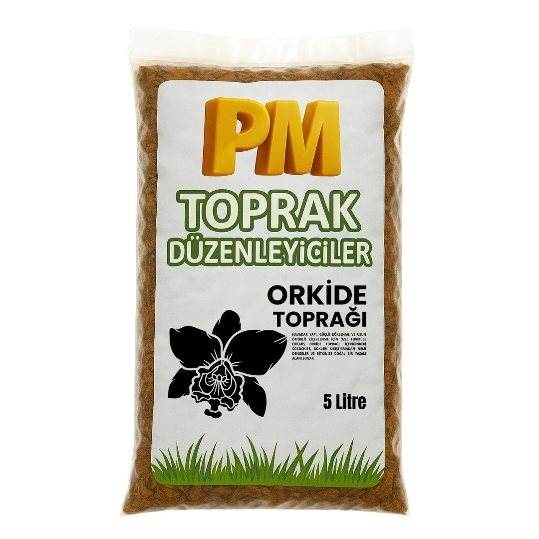 Orkide Toprağı 5 Litre – Coco Chips, Sphagnum Yosunu ve Kömür İçerikli Özel Karışım - paketli toprak karışımı görseli