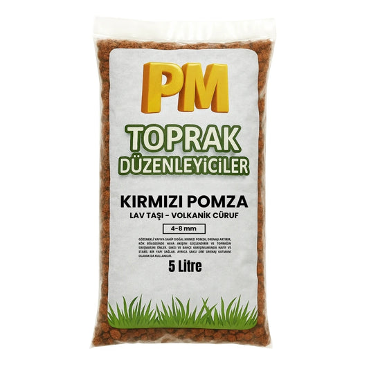 Kırmızı Pomza (Lav Taşı) 4-8mm 5 Litre