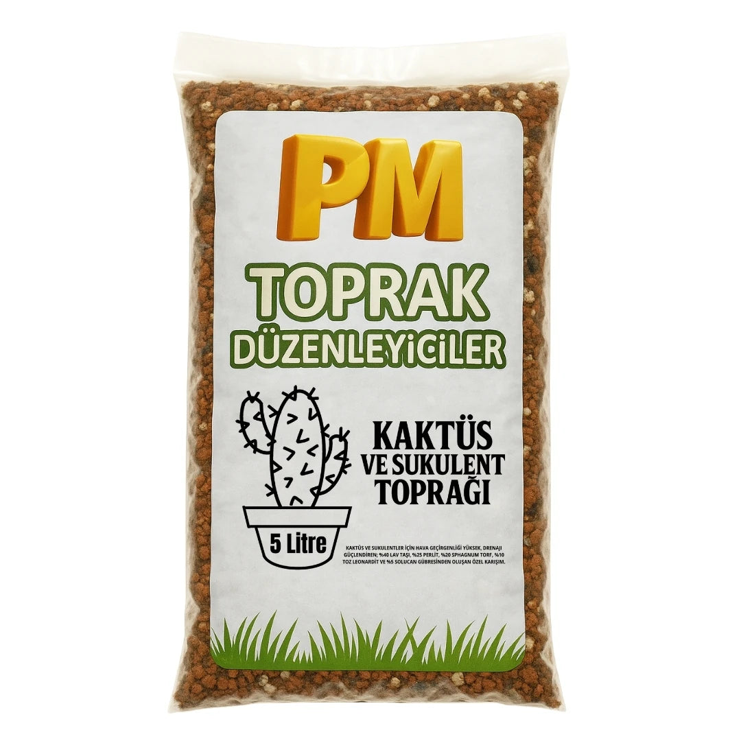 Kaktüs ve Sukulent Saksı Toprağı Karışımı 5 Litre - paketli toprak karışımı görseli 1