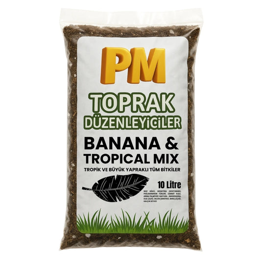 Banana & Tropical Mix – Tropik ve Geniş Yapraklı Bitkiler İçin Saksı Toprağı 10 Litre - paketli toprak karışımı görseli