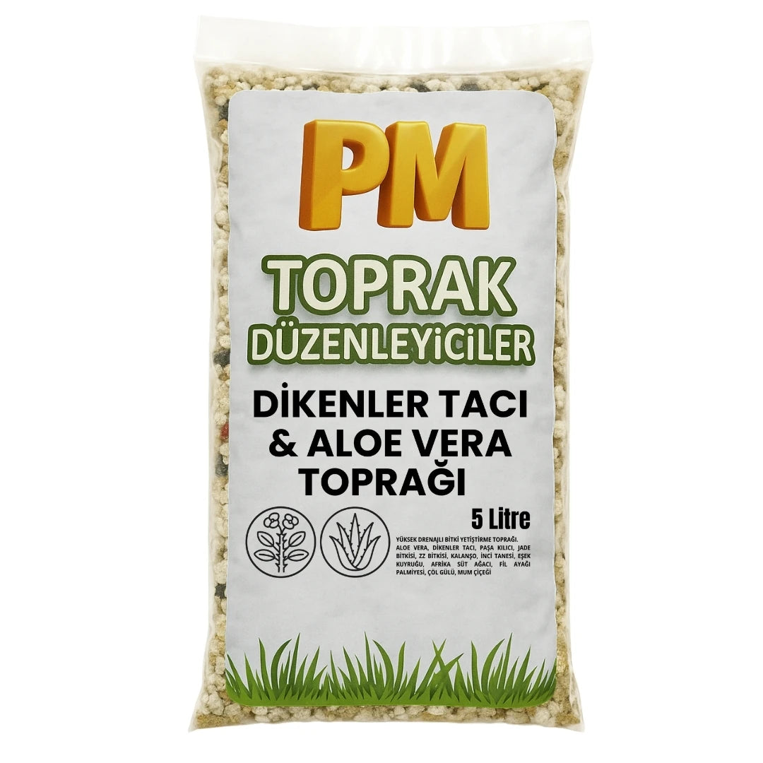 Dikenler Tacı & Aloe Vera Toprağı (Sukulent ve Etli Yapraklı Bitkiler) 5 Litre - paketli toprak karışımı görseli