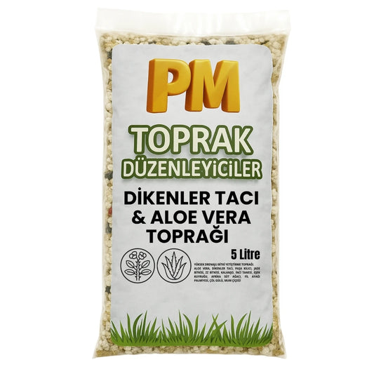 Dikenler Tacı & Aloe Vera Toprağı (Sukulent ve Etli Yapraklı Bitkiler) 5 Litre - paketli toprak karışımı görseli