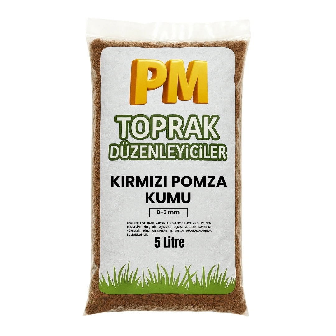 Kırmızı Pomza Kumu (0–3 mm) 5 Litre - paketli toprak karışımı görseli