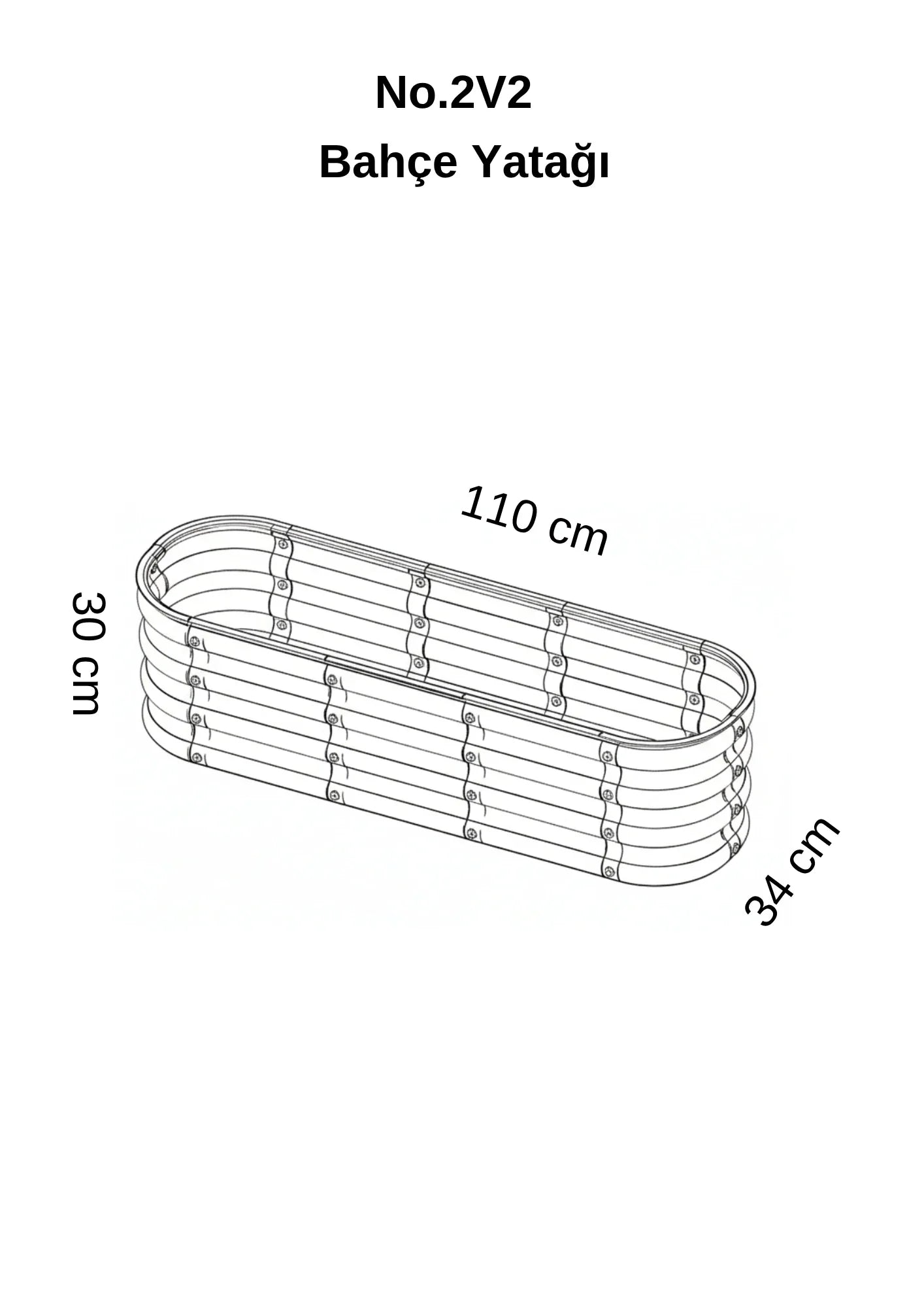 Bahçe yatağı çiçeklik No:2V2 bej – 110x35x30 cm, bahçede mevsimlik çiçek ekili kullanım