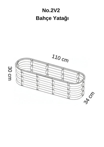 Bahçe yatağı çiçeklik No:2V2 bej – 110x35x30 cm, bahçede mevsimlik çiçek ekili kullanım