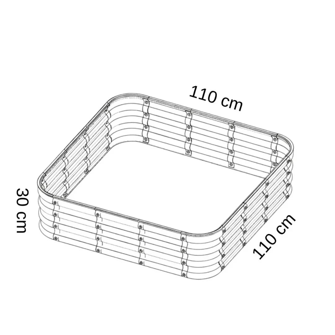 Modüler bahçe yatağı No:6 bej – 110x110x30 cm kare form, bahçede sebze ekili kullanım