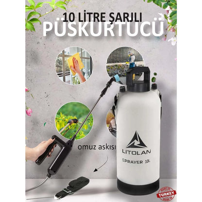 Litolan 10 L Elektrikli İlaçlama Pompası (Şarjlı USB-C, 3,5 Bar)