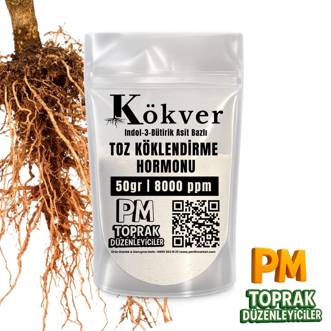 Kökver Toz Köklenme Hormonu 50gr | 8000 ppm - ürünün ambalaj ve kullanım görünümü 1