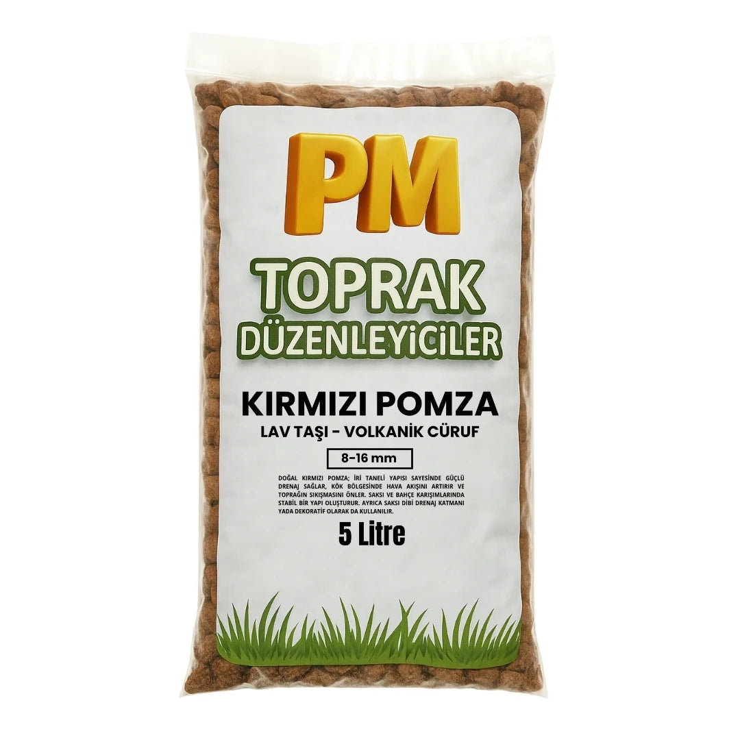 Kırmızı Pomza (Lav Taşı) 8-16mm 5 Litre