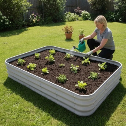 Modüler bahçe yatağı No:10 bej – 165x110x30 cm, serinin en büyüğü, bahçede kullanım