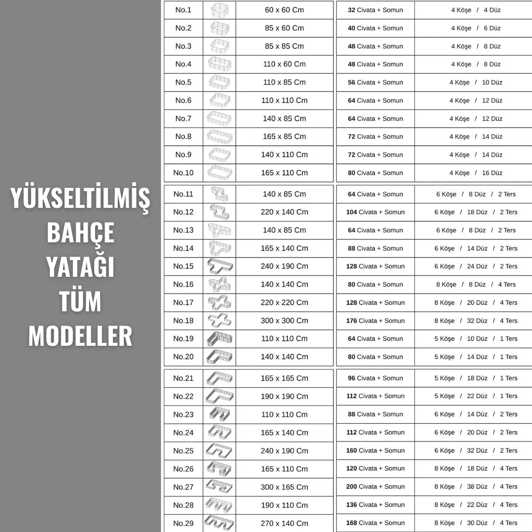 Modüler bahçe yatağı No:6 bej – 110x110x30 cm kare form, bahçede sebze ekili kullanım