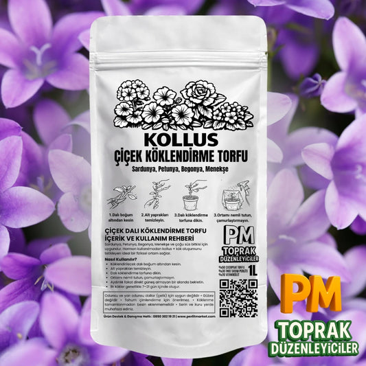 Kollus Çiçek Köklendirme Torfu | 1 Litre Steril Karışım - paketli toprak karışımı görseli 1
