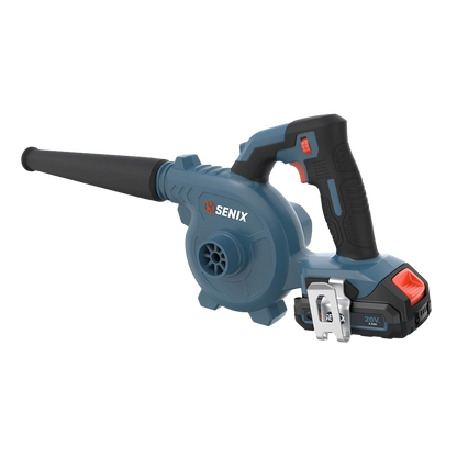 Senix BLVX2-M-EU akülü yaprak üfleme makinesi, 20V batarya ve kemer klipsi